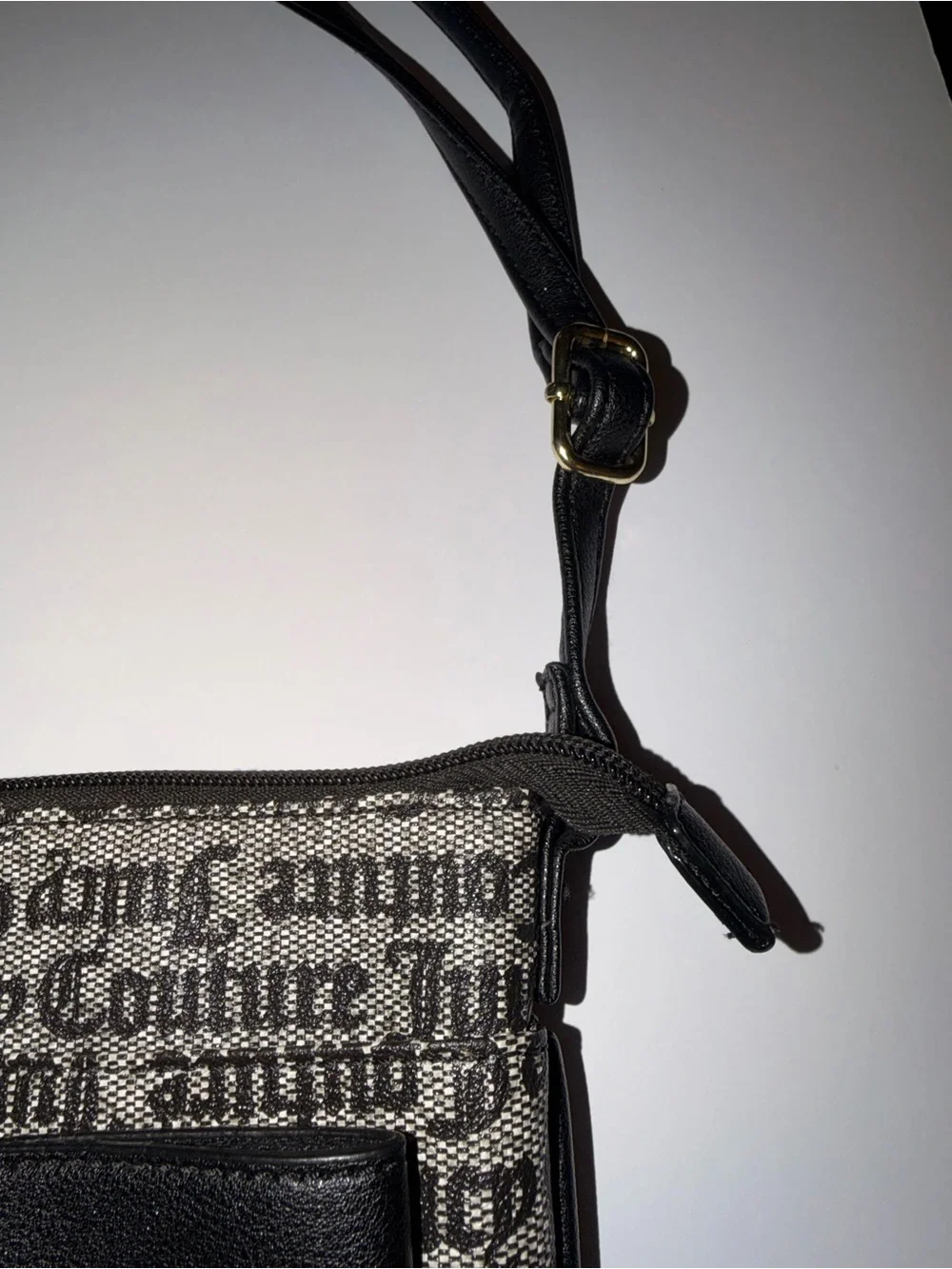 Juicy Couture Black and Gold Logo Shoulder Bag